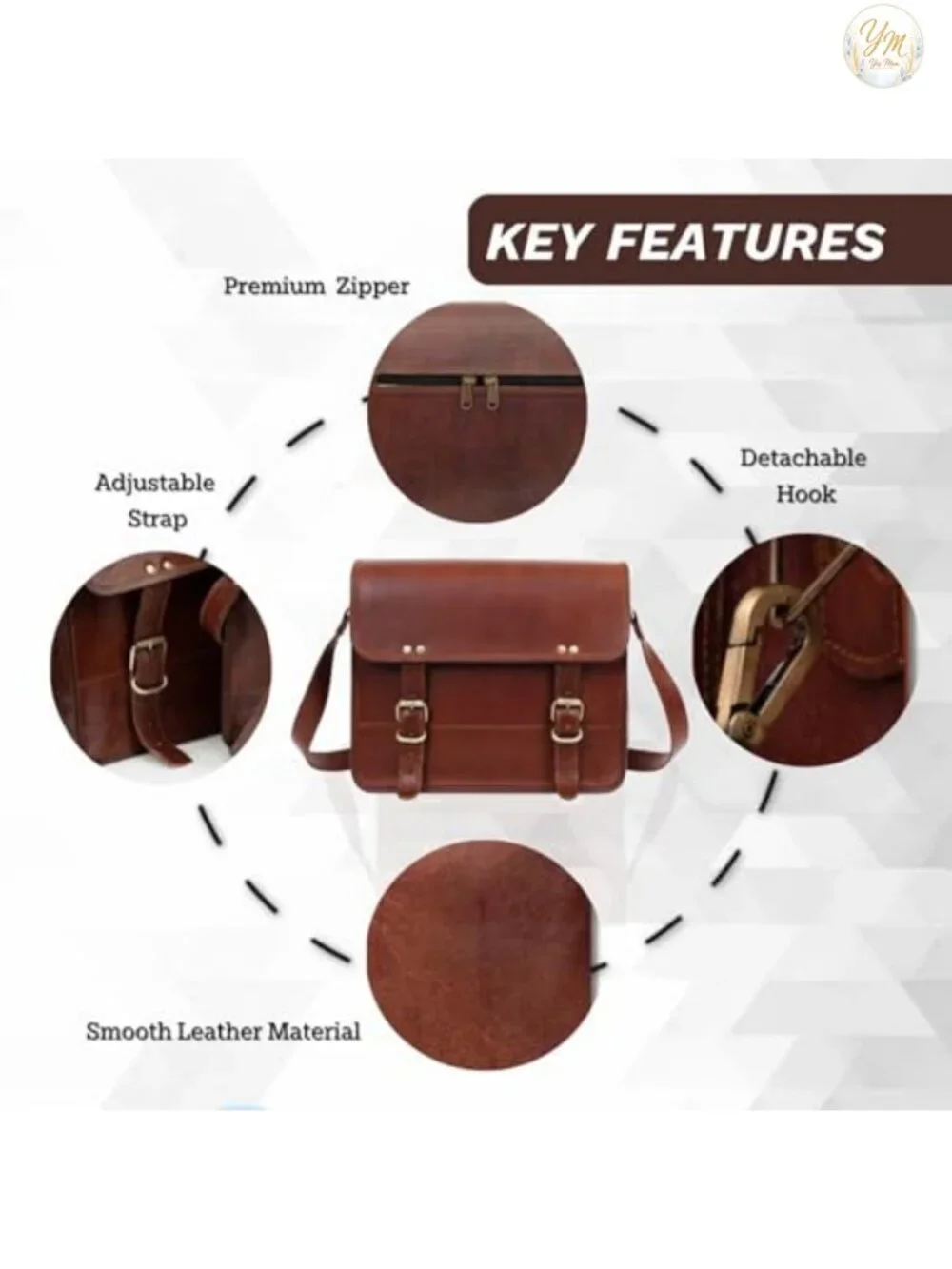 Genuine Leather Messenger Bag Vintage Crossbody Satchel for Men Women
